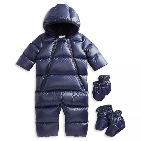 POLO RALPH LAUREN Unisex Baby Water Repellent Down Bunting Set - Navy - NWT - 3M - Picture 1 of 5